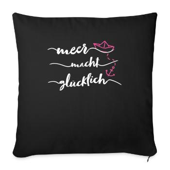Papierschiff Papierboot Anker Meer - Sofakissenbezug 45 x 45 cm - Schwarz - Vorne