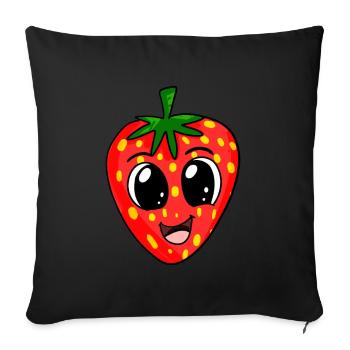 Erdbeere - Sofakissenbezug 45 x 45 cm - Schwarz - Vorne