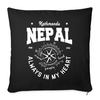 Kathmandu - Nepal - Sofakissenbezug 45 x 45 cm - Schwarz - Vorne