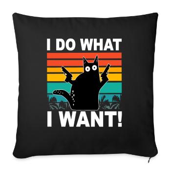 I Do What I Want Cats Saying Vintage Cat - Sofa pillowcase 17,3'' x 17,3'' (45 x 45 cm) - black - Front