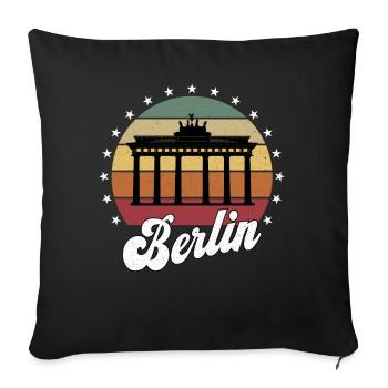 Berlin Germany Capital Souvenir Retro Shirt - Sofa pillowcase 17,3'' x 17,3'' (45 x 45 cm) - black - Front