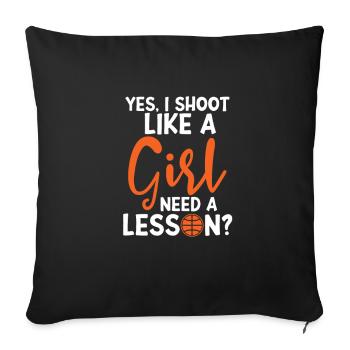 Basket-ball fille fille cadeau - Housse de coussin décorative 45 x 45 cm - noir - Devant