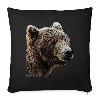 Bears Brown Bear Animal Motif Print Art Bear - Sofa pillowcase 17,3'' x 17,3'' (45 x 45 cm) - black - Front