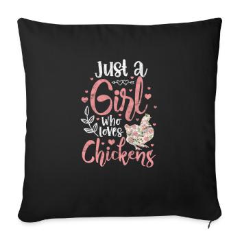 Fille de poulet - Housse de coussin décorative 45 x 45 cm - noir - Devant