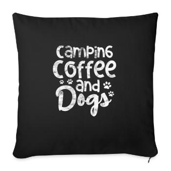 Camping Café Chiens - Housse de coussin décorative 45 x 45 cm - noir - Devant