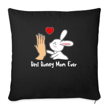 Meilleur Rabbit Mom Ever Meilleur Lapin Maman - Housse de coussin décorative 45 x 45 cm - noir - Devant