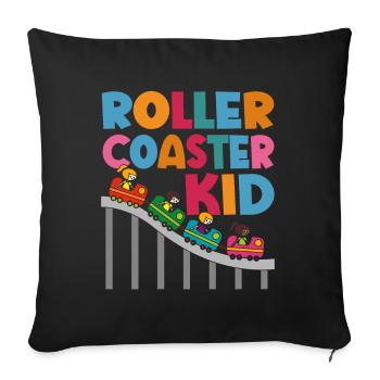 Roller Coaster Amusement Park Amusement Park - Sofa pillowcase 17,3'' x 17,3'' (45 x 45 cm) - black - Front