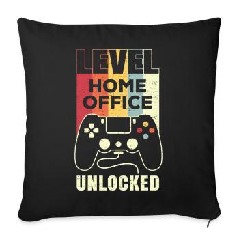 Level Homeoffice Unlocked Rétro Gamer Home Office - Housse de coussin décorative 45 x 45 cm - noir - Devant