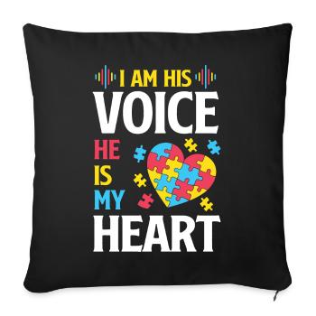 I Am His Voice Autisme Autism Awareness Puzzle - Housse de coussin décorative 45 x 45 cm - noir - Devant