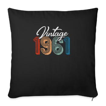 Vintage 1961 - Sofa pillowcase 17,3'' x 17,3'' (45 x 45 cm) - black - Front