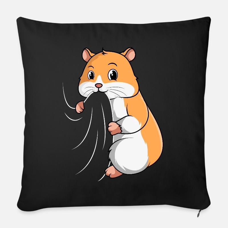 Hamster Goldhamster Mädchen Kinder - Sofakissenbezug 45 x 45 cm - Schwarz