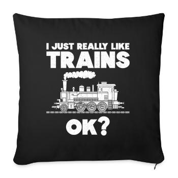 Eisenbahn Mechaniker Lokführer Dampf Lokomotive - Sofakissenbezug 45 x 45 cm - Schwarz - Vorne