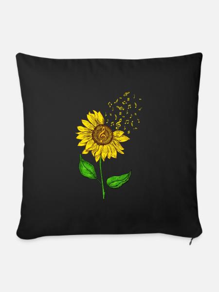 Sonnenblume Musiknote Musikliebhaber Musiker - Sofakissenbezug 45 x 45 cm - Schwarz