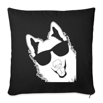 Chien de berger blanc avec lunettes de soleil - Housse de coussin décorative 45 x 45 cm - noir - Devant
