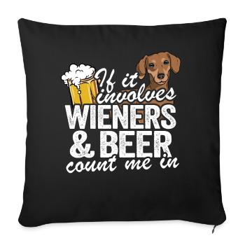Teckel et bière teckel propriétaire du blaireau amant - Housse de coussin décorative 45 x 45 cm - noir - Devant