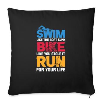 Triathlon Triathlet Sportler Geschenk - Sofakissenbezug 45 x 45 cm - Schwarz - Vorne