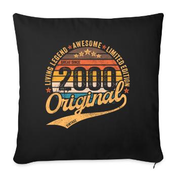 2000 Birthday Retro Vintage born in 2000 - Sofa pillowcase 17,3'' x 17,3'' (45 x 45 cm) - black - Front