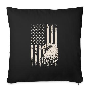 Drapeau américain Aigle USA Retro Aigle à tête blanche - Housse de coussin décorative 45 x 45 cm - noir - Devant
