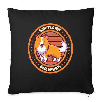 Cadeau de chien de berger Sheltie Shetland - Housse de coussin décorative 45 x 45 cm - noir - Devant