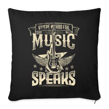 Music Speaks Hard Rock Music Rocker Band Guitare - Housse de coussin décorative 45 x 45 cm - noir - Devant
