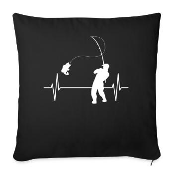 Pêcher Avec pêcheur de coeur de pêche - Housse de coussin décorative 45 x 45 cm - noir - Devant