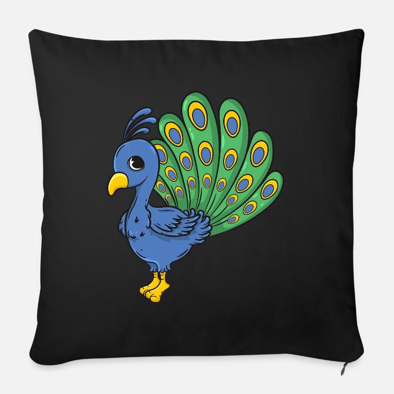 Pfau - Sofakissenbezug 45 x 45 cm - Schwarz