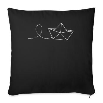 Nautical paper boat Maritime paper boat - Sofa pillowcase 17,3'' x 17,3'' (45 x 45 cm) - black - Front