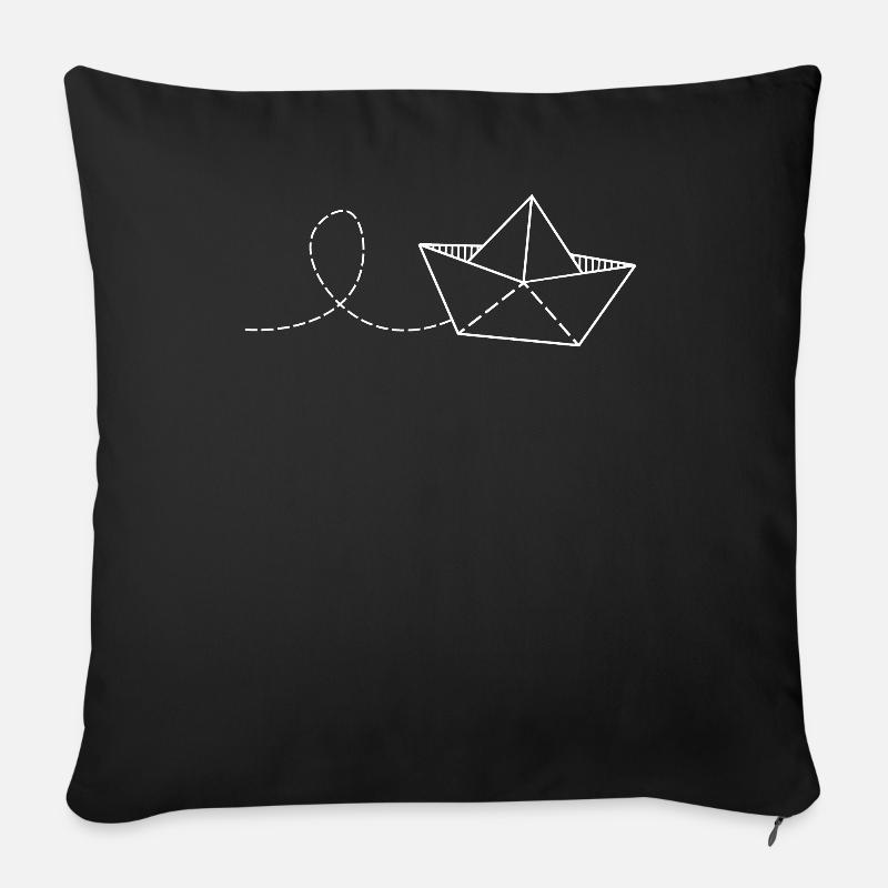Nautik Papierboot Maritime Papierschiff - Sofakissenbezug 45 x 45 cm - Schwarz