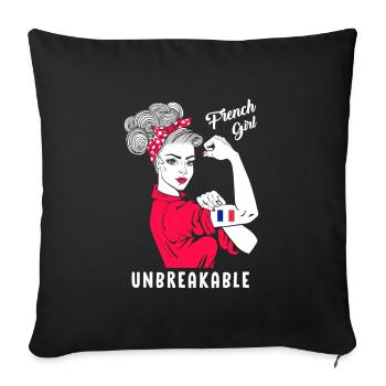 French Girl Unbreakable Strong French Woman - Sofa pillowcase 17,3'' x 17,3'' (45 x 45 cm) - black - Front