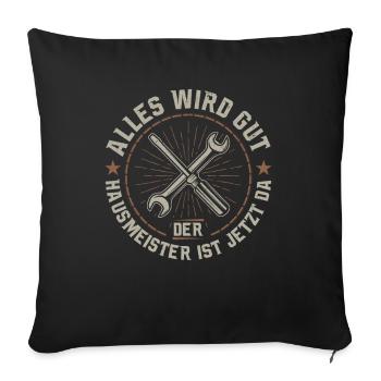 Cadeau de gardien de concierge - Housse de coussin décorative 45 x 45 cm - noir - Devant