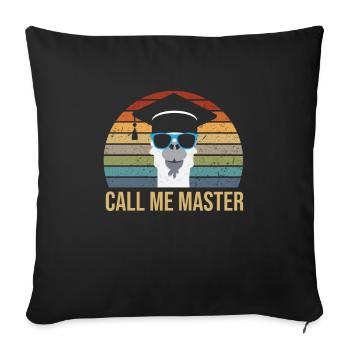 Call Me Master Lama With Glasses And Mortarboard - Sofa pillowcase 17,3'' x 17,3'' (45 x 45 cm) - black - Front