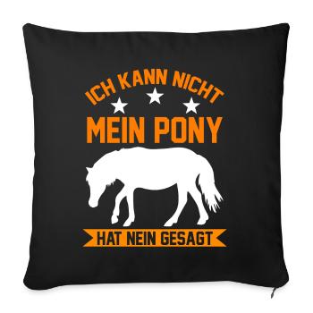 Pony Pferd Pony Ponybesitzer - Sofakissenbezug 45 x 45 cm - Schwarz - Vorne