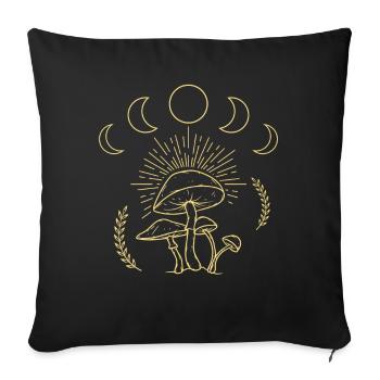 Cottagecore Forestcore Mushroom Moon Phases Mycology - Sofa pillowcase 17,3'' x 17,3'' (45 x 45 cm) - black - Front