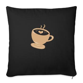 Kaffee Tshirt Käffchen Café Coffee Latte Espresso - Sofakissenbezug 45 x 45 cm - Schwarz - Vorne