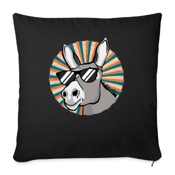 Esel Mit Sonnenbrille Hausesel Retro Geschenk - Sofakissenbezug 45 x 45 cm - Schwarz - Vorne