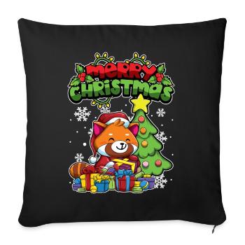 Merry Christmas Animals Xmas Red Panda - Housse de coussin décorative 45 x 45 cm - noir - Devant