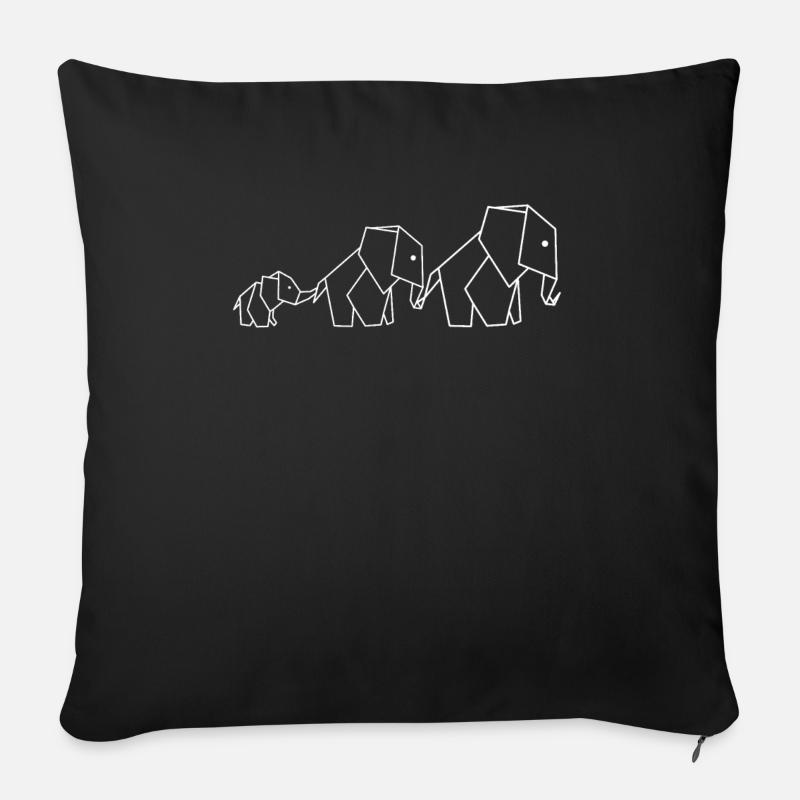 Origami Elefant Elefantenherde Linien - Sofakissenbezug 45 x 45 cm - Schwarz