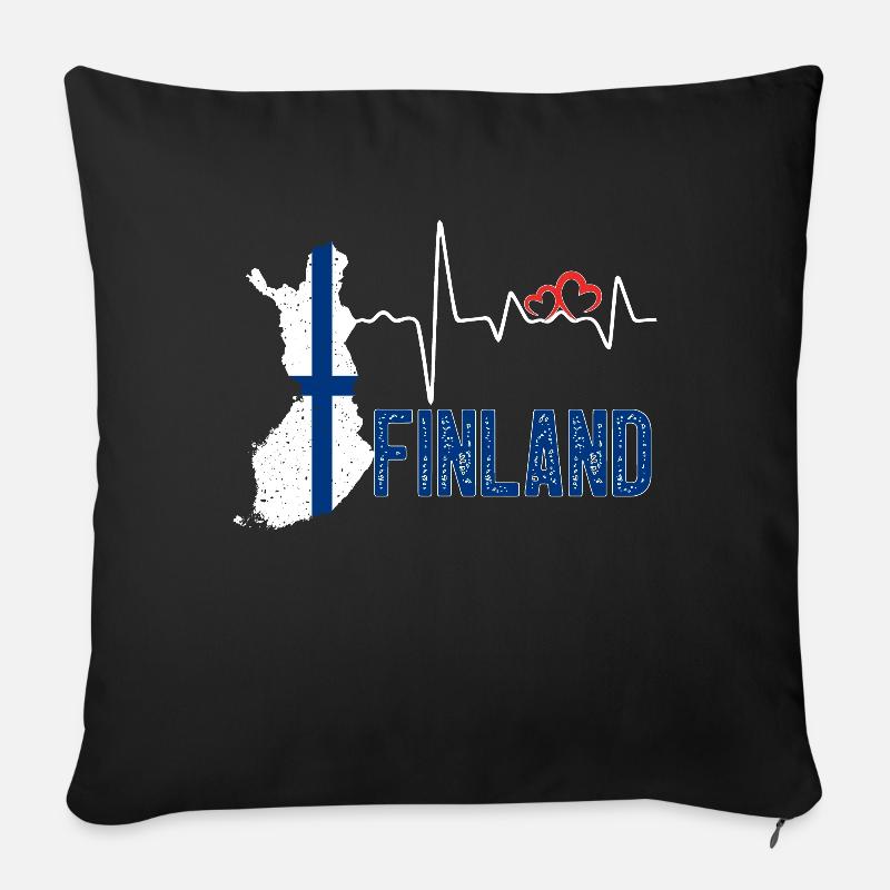 Finland Flag Map Heartbeat for Finnish Pride - Sofakissenbezug 45 x 45 cm - Schwarz