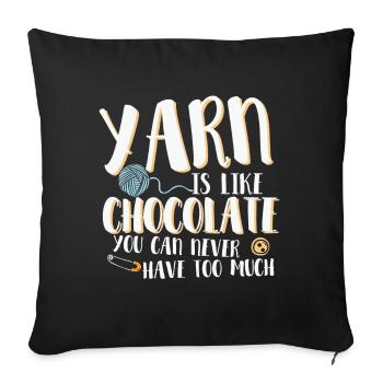 Le fil est comme le tricot au chocolat couture Crochet - Housse de coussin décorative 45 x 45 cm - noir - Devant