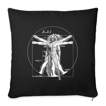 Vitruvian Tired Man Leonardo Da Vinci Vitruvian - Housse de coussin décorative 45 x 45 cm - noir - Devant