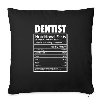 Dentiste Dentiste Dentiste Dentist Dents Cadeau - Housse de coussin décorative 45 x 45 cm - noir - Devant