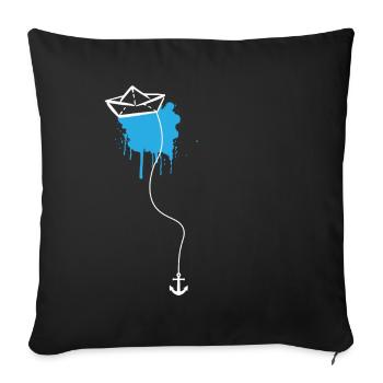 Paper Ship Sea Paper Boat Paper Boat - Sofa pillowcase 17,3'' x 17,3'' (45 x 45 cm) - black - Front