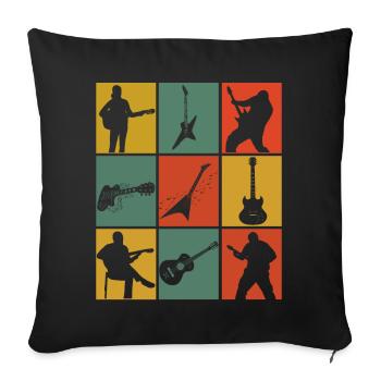 Rétro guitariste guitariste guitares électriques - Housse de coussin décorative 45 x 45 cm - noir - Devant
