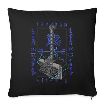 Viking Age - Thor Hammer - Sofakissenbezug 45 x 45 cm - Schwarz - Vorne