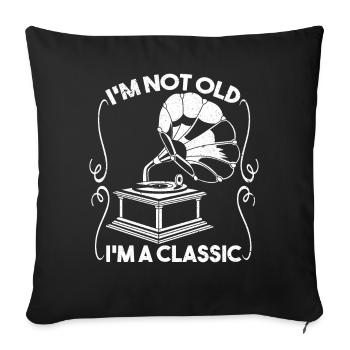 Im A Classic Grammophon Platine - Housse de coussin décorative 45 x 45 cm - noir - Devant