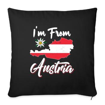 I’m From Austria Flower Country Flag - Housse de coussin décorative 45 x 45 cm - noir - Devant