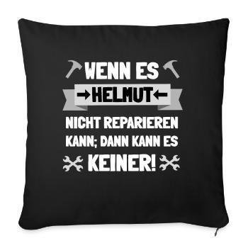 Helmut mein Name - Sofakissenbezug 45 x 45 cm - Schwarz - Vorne