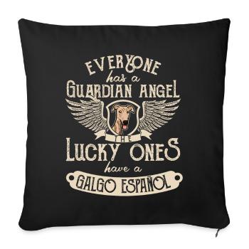 Galgo Espanol Chien Ange Gardien Sort - Housse de coussin décorative 45 x 45 cm - noir - Devant