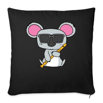 Koala Recorder Flute - Sofa pillowcase 17,3'' x 17,3'' (45 x 45 cm) - black - Front