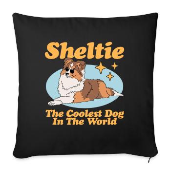 Sheltie Shetland Sheepdog cadeau chiens - Housse de coussin décorative 45 x 45 cm - noir - Devant
